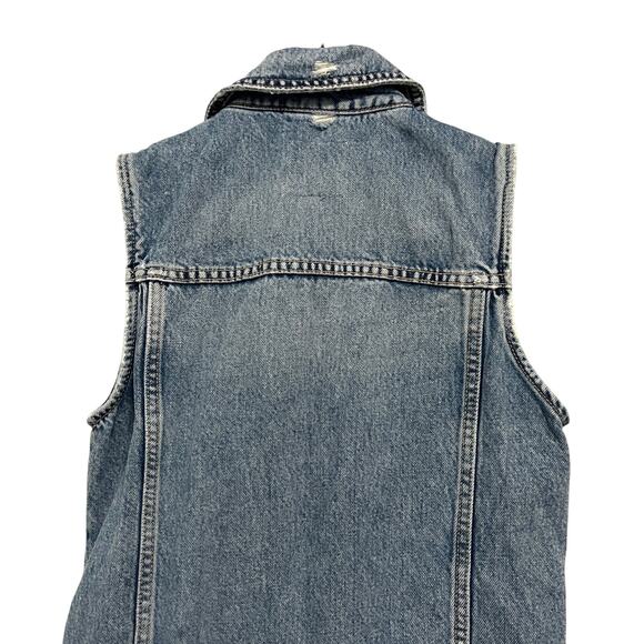 Zara Denim Short Jumpsuit Women's Small Blue Distressed Festival - Picture 7 of 12